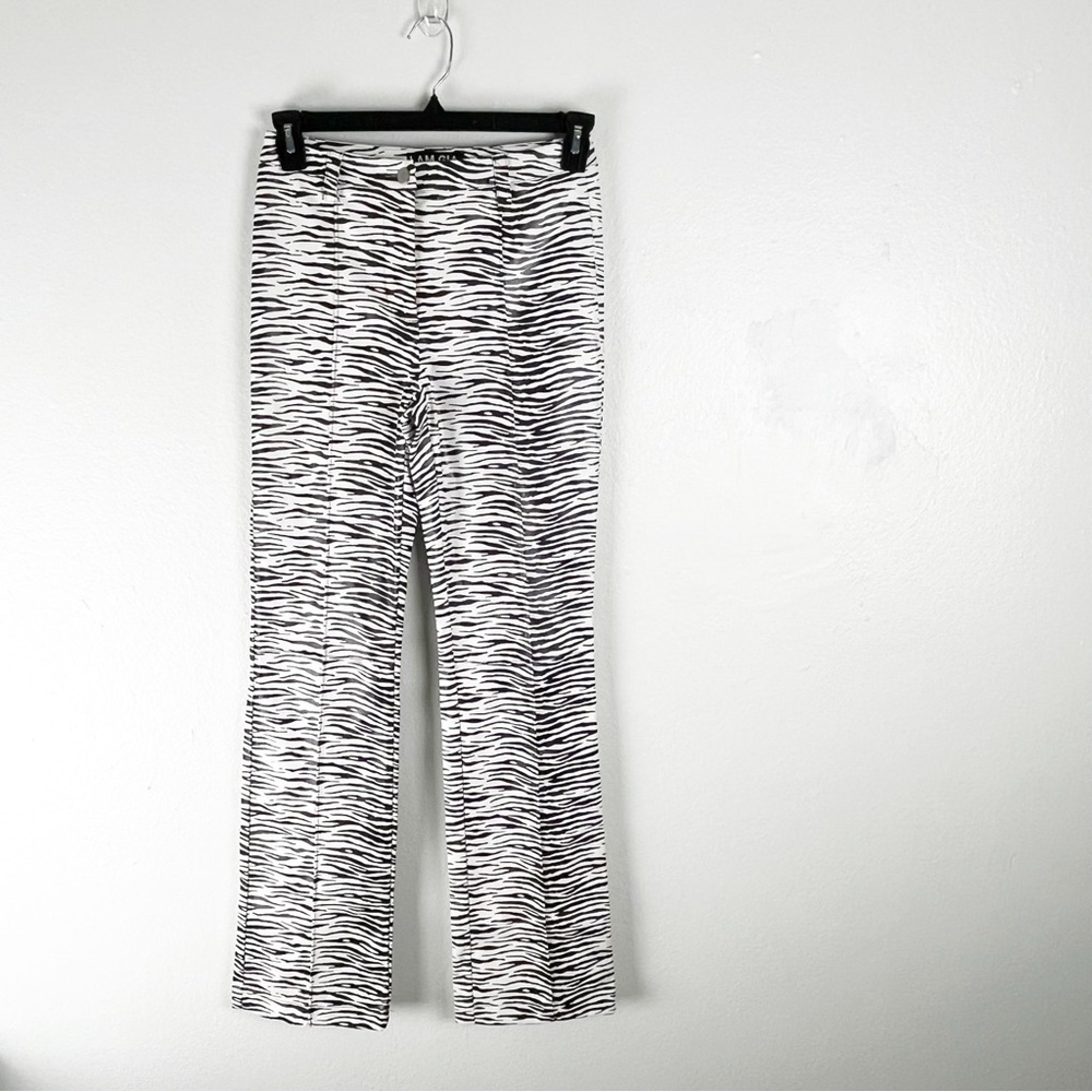 I.AM.GIA Black White Zebra Animal Print Faux Vegan Leather Pants Small Boho